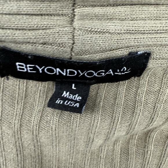 BEYOND YOGA Large Ribbed Open Cardigan Coffee Run Cement Olive Green Shrug Cozy - Picture 7 of 9